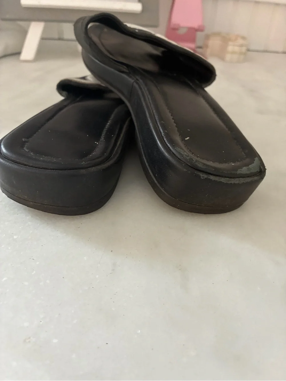 CHANEL Black Quilted Slide Sandals with White CC Logos